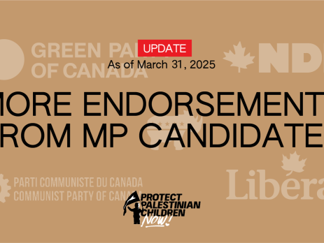 Light brown background with logos from several federally registered parties with the words "Update, As of March 31, 2025. More endorsements from MP Candidates" in the foreground. At the bottom of the photo is the PPCN logo.