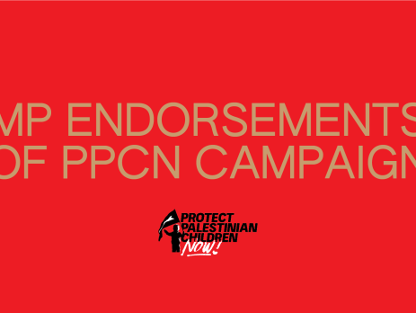 Red background with beige text reading "MP Endorsements of PPCN Campaign" with the PPCN logo in the bottom