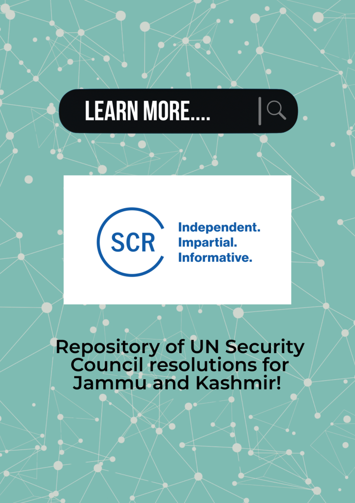 Security Council Resolutions
Repository. of UNSC resolutions for Jammu and Kashmir