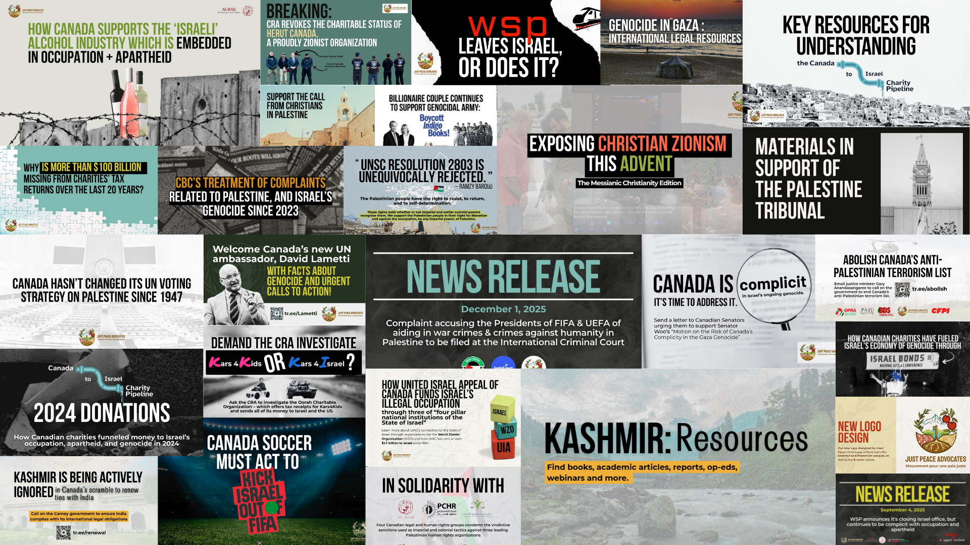 Collage of graphics for various current and past letter writing and other posts / campaigns